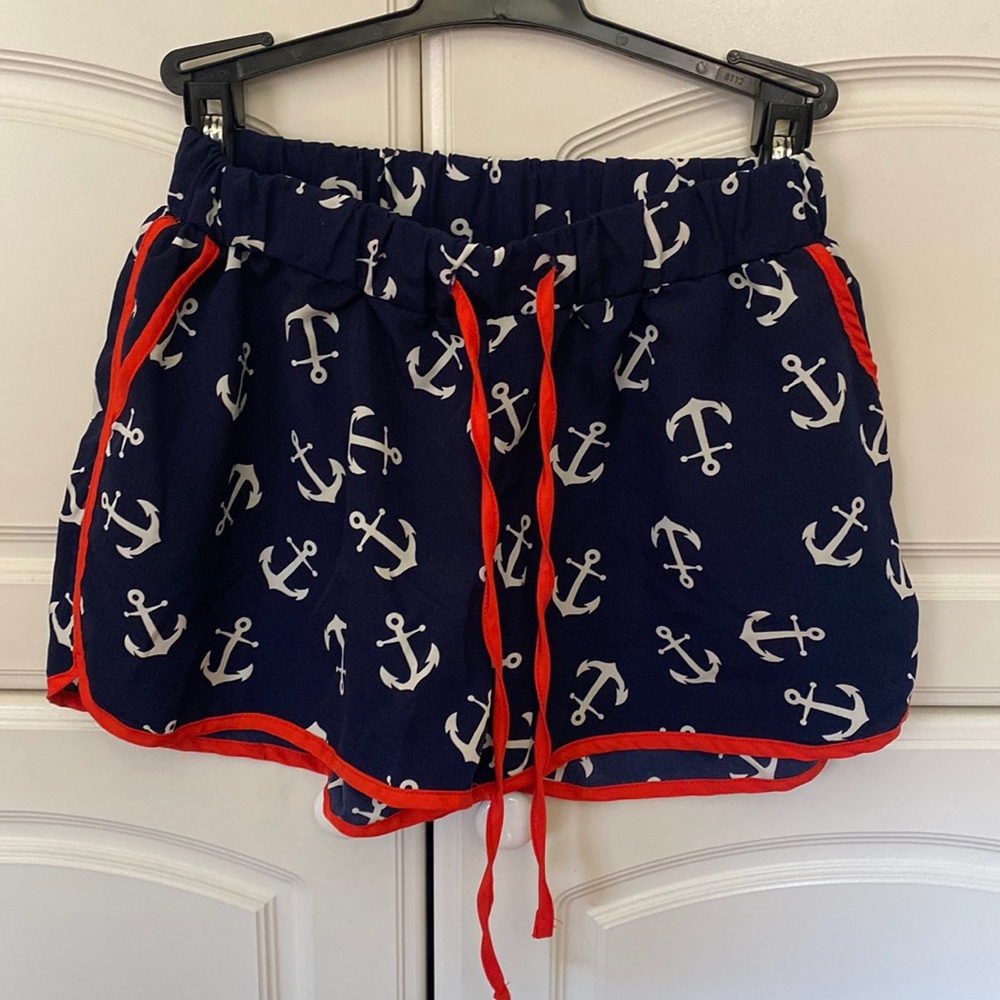 Elastic Waistband Anchor Pattern Shorts